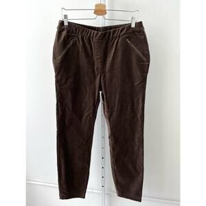GARNET HILL Size 10 Stretch Cotton Velvet Pull On Pants Flat Front Brown
